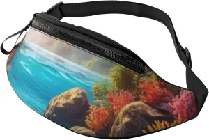 Casual Colorful 3D Nature Scenic of Sea Underwater of Tropical Fishes Printed Fanny Pack,Crossbody Fanny packs for women Men Waist Bag for Running Travel