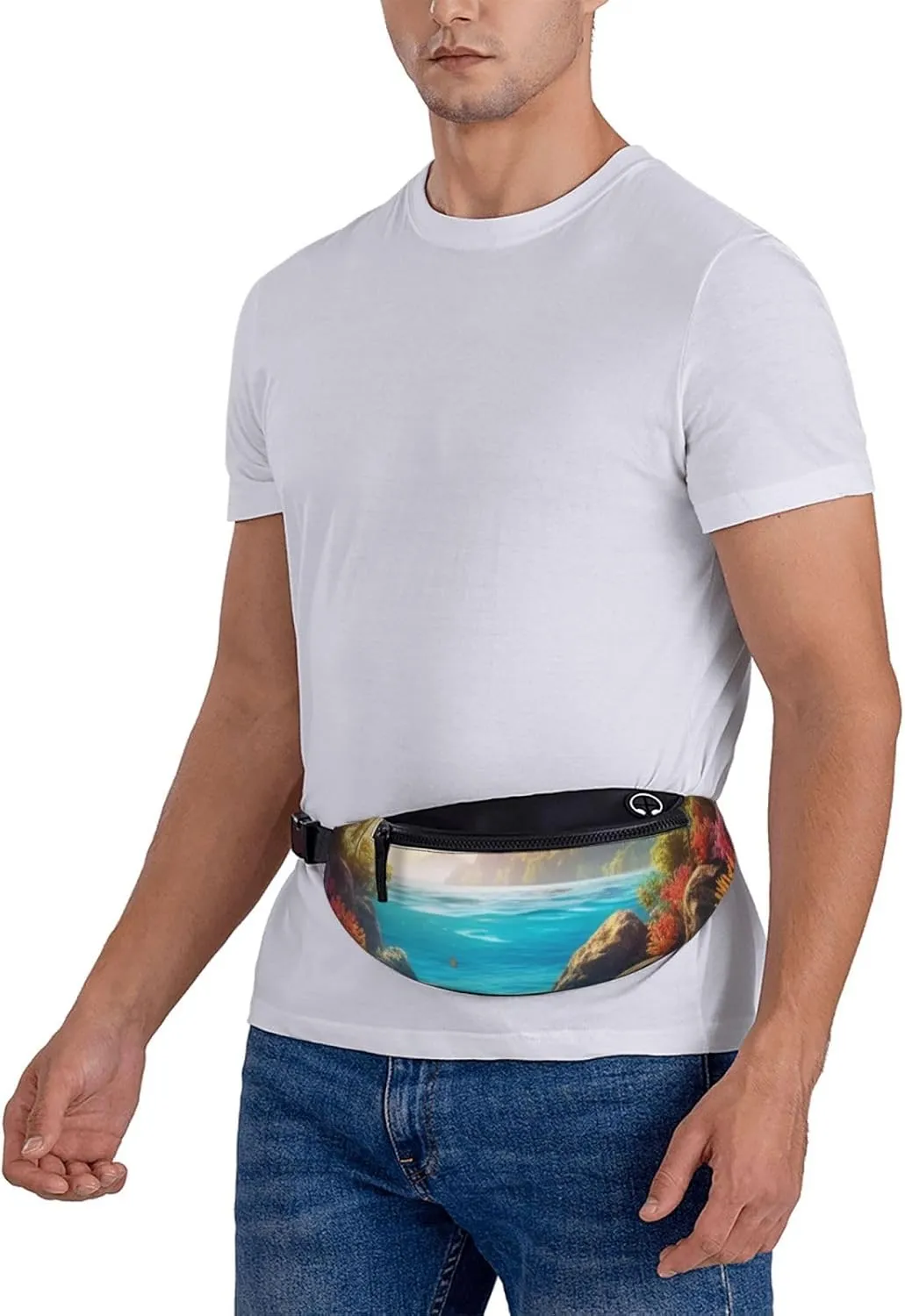 Casual Colorful 3D Nature Scenic of Sea Underwater of Tropical Fishes Printed Fanny Pack,Crossbody Fanny packs for women Men Waist Bag for Running Travel
