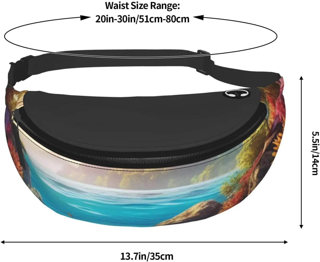 Casual Colorful 3D Nature Scenic of Sea Underwater of Tropical Fishes Printed Fanny Pack,Crossbody Fanny packs for women Men Waist Bag for Running Travel