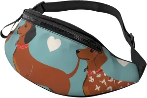 Casual dachshund Printed Fanny Pack,Crossbody Fanny packs for women Men Waist Bag for Running Travel