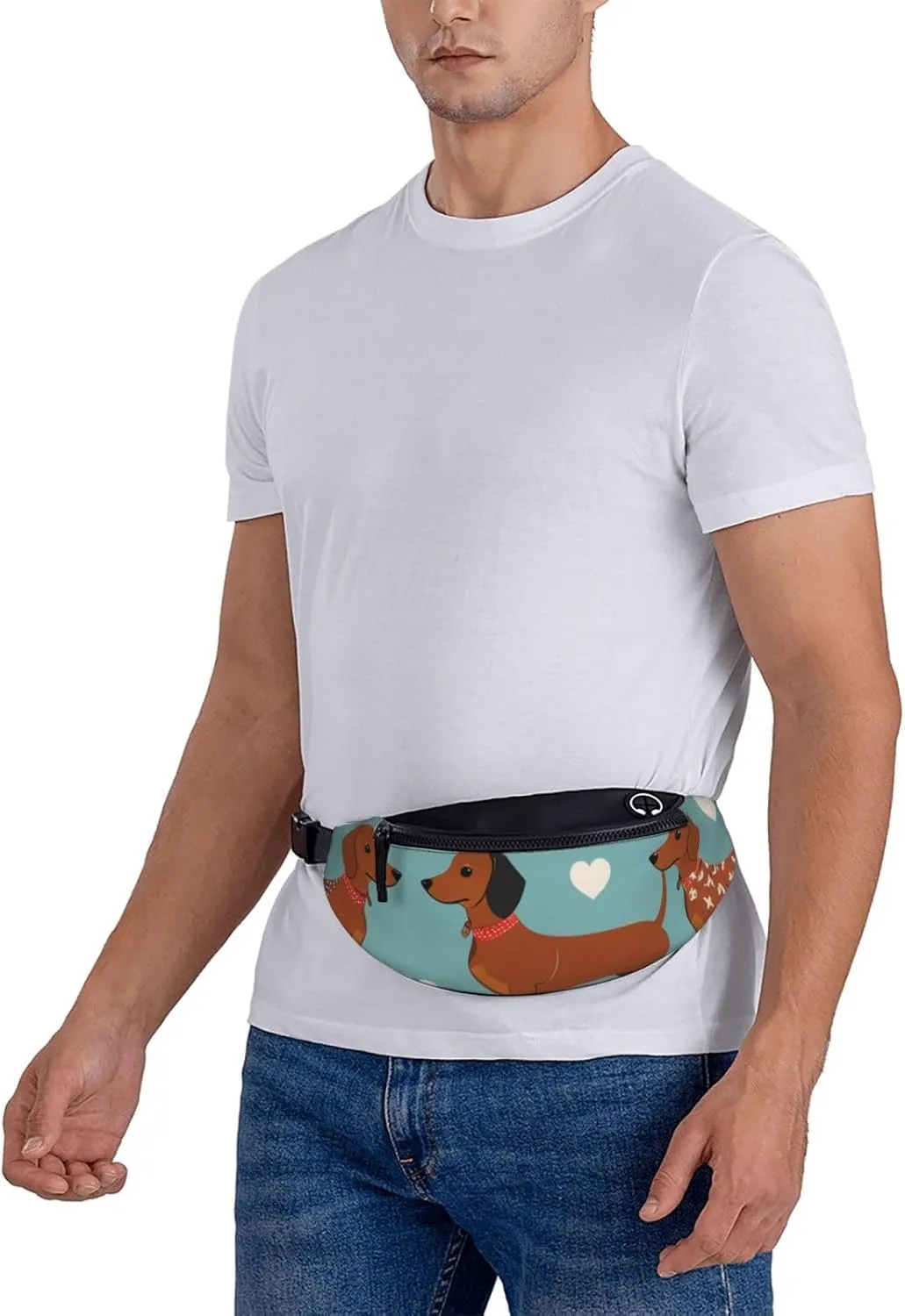 Casual dachshund Printed Fanny Pack,Crossbody Fanny packs for women Men Waist Bag for Running Travel