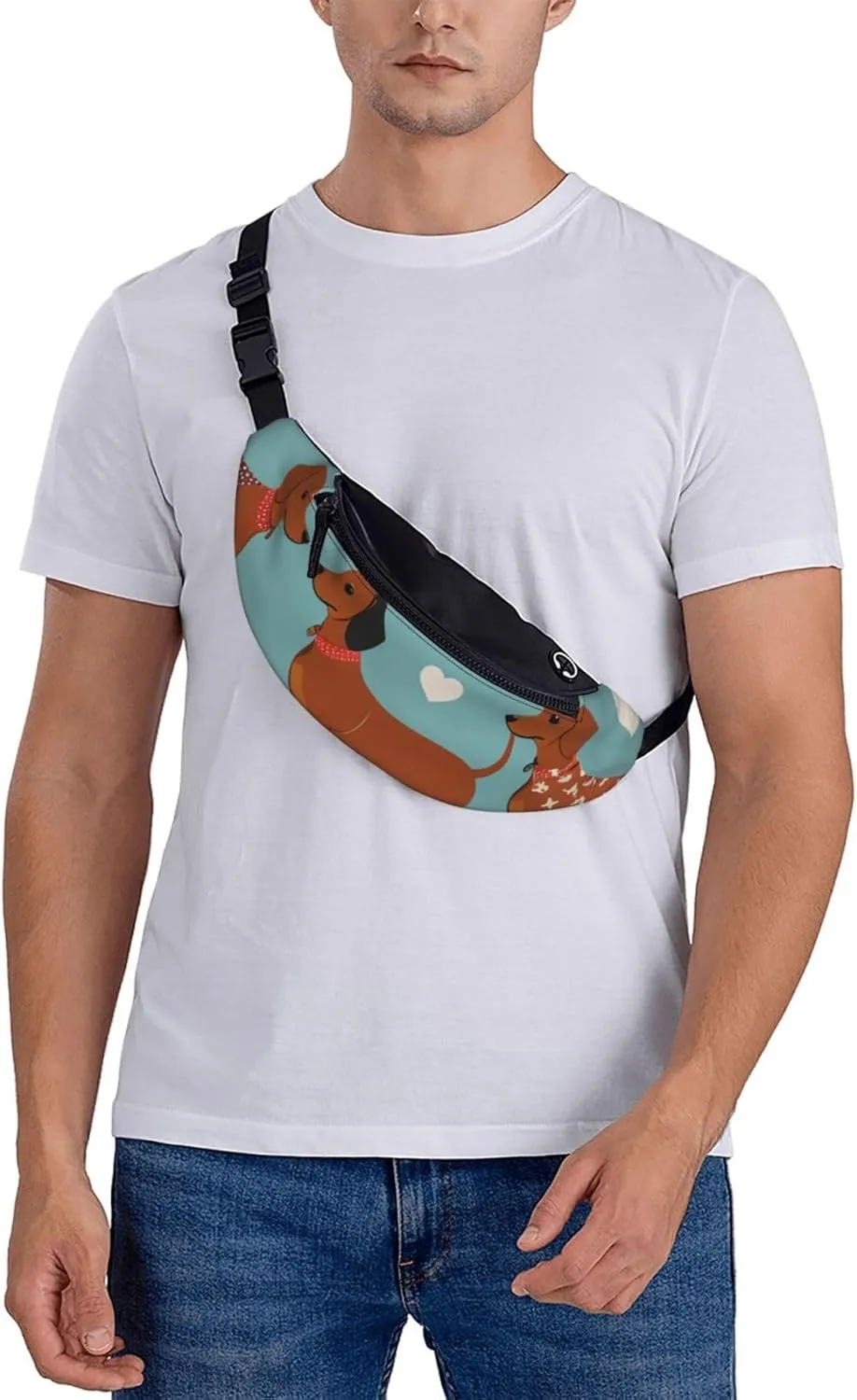 Casual dachshund Printed Fanny Pack,Crossbody Fanny packs for women Men Waist Bag for Running Travel