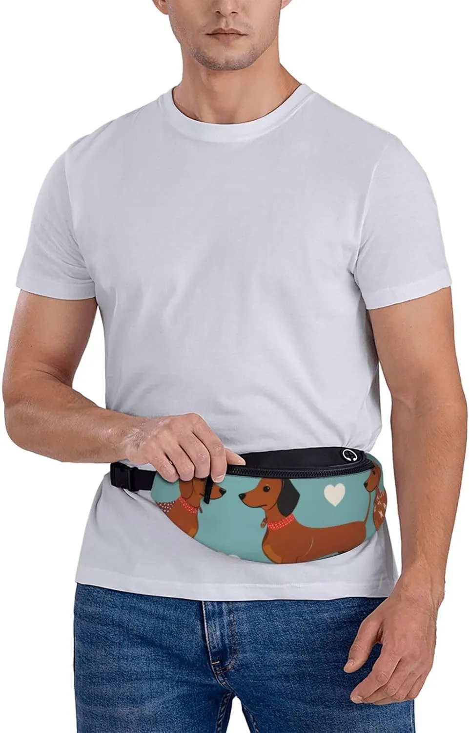 Casual dachshund Printed Fanny Pack,Crossbody Fanny packs for women Men Waist Bag for Running Travel
