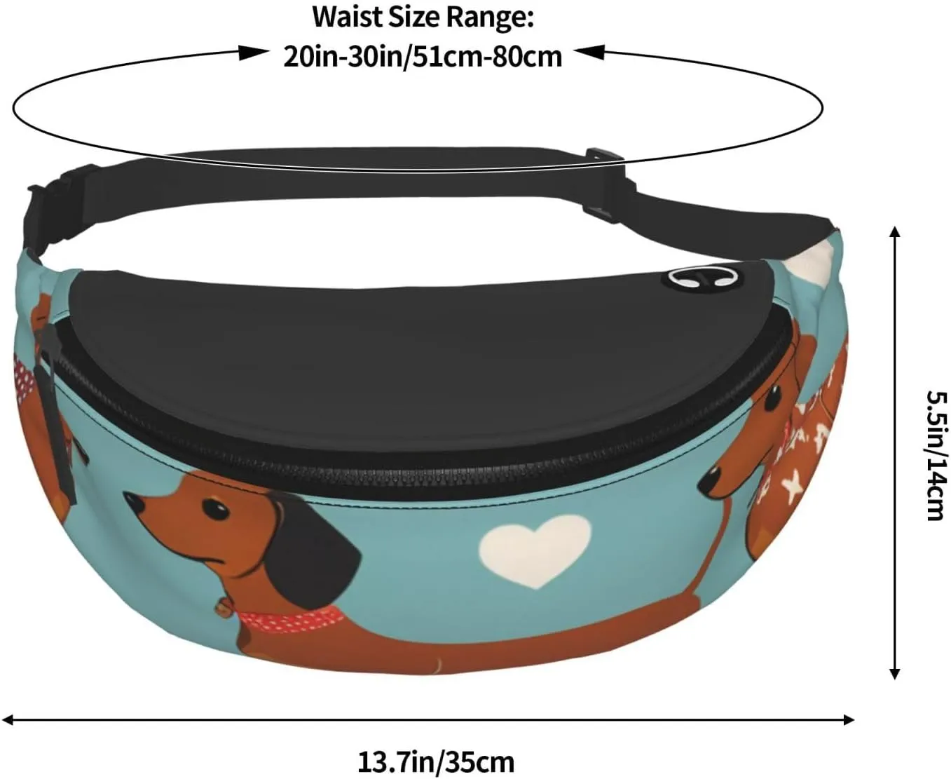 Casual dachshund Printed Fanny Pack,Crossbody Fanny packs for women Men Waist Bag for Running Travel