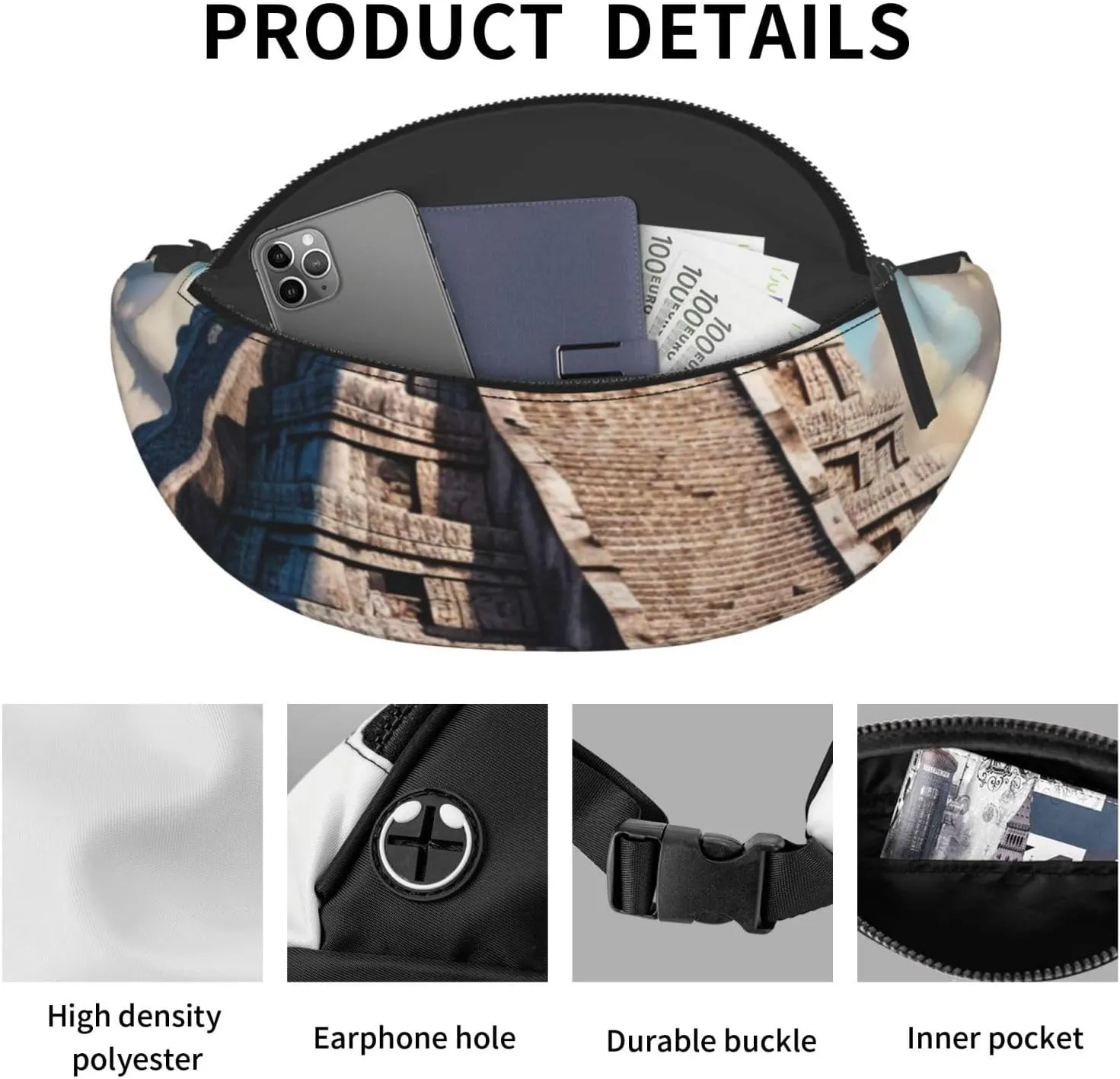 Casual Mayan Calendar End of The World Printed Fanny Pack,Crossbody Fanny packs for women Men Waist Bag for Running Travel