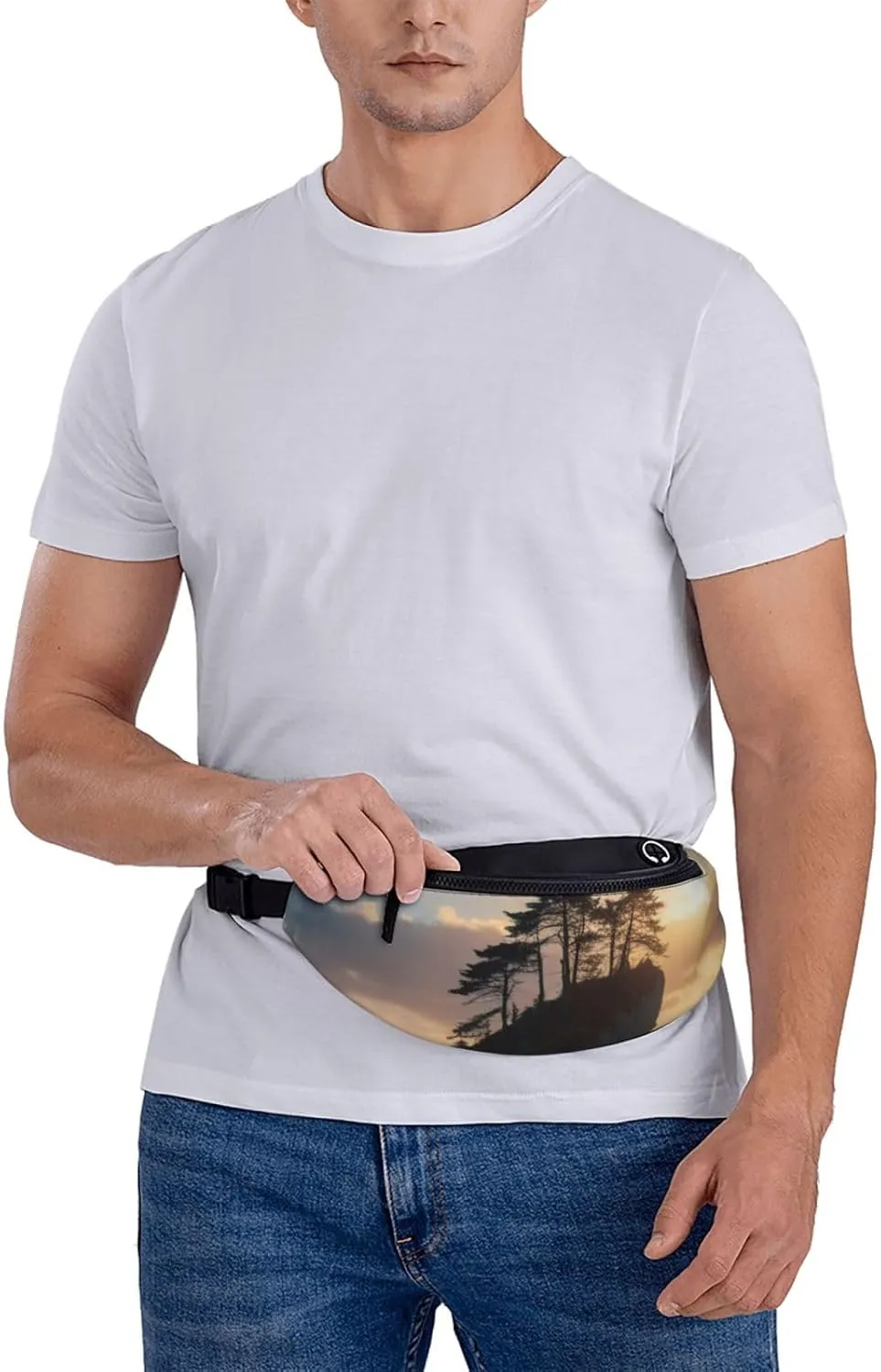 Casual Ocean's Embrace Printed Fanny Pack,Crossbody Fanny packs for women Men Waist Bag for Running Travel