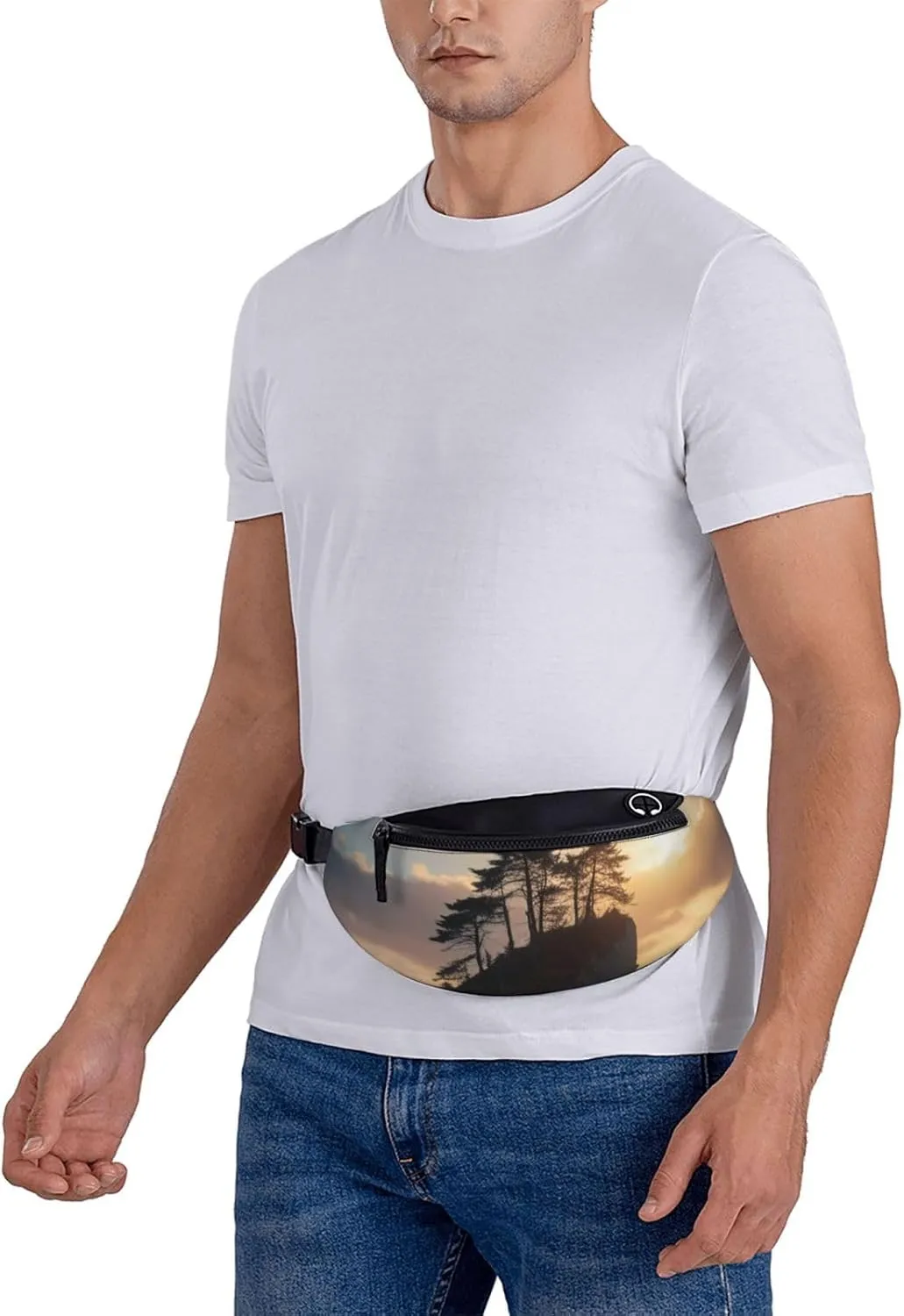 Casual Ocean's Embrace Printed Fanny Pack,Crossbody Fanny packs for women Men Waist Bag for Running Travel