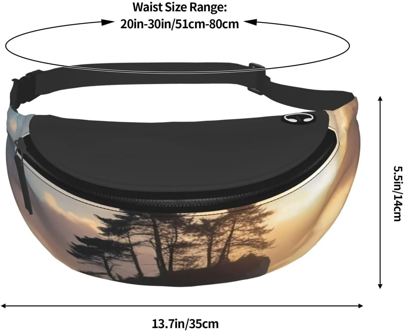 Casual Ocean's Embrace Printed Fanny Pack,Crossbody Fanny packs for women Men Waist Bag for Running Travel