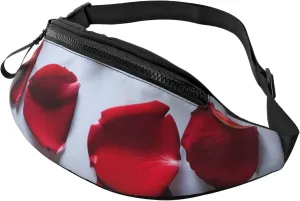 Casual Red Rose Petals Printed Fanny Pack,Crossbody Fanny packs for women Men Waist Bag for Running Travel