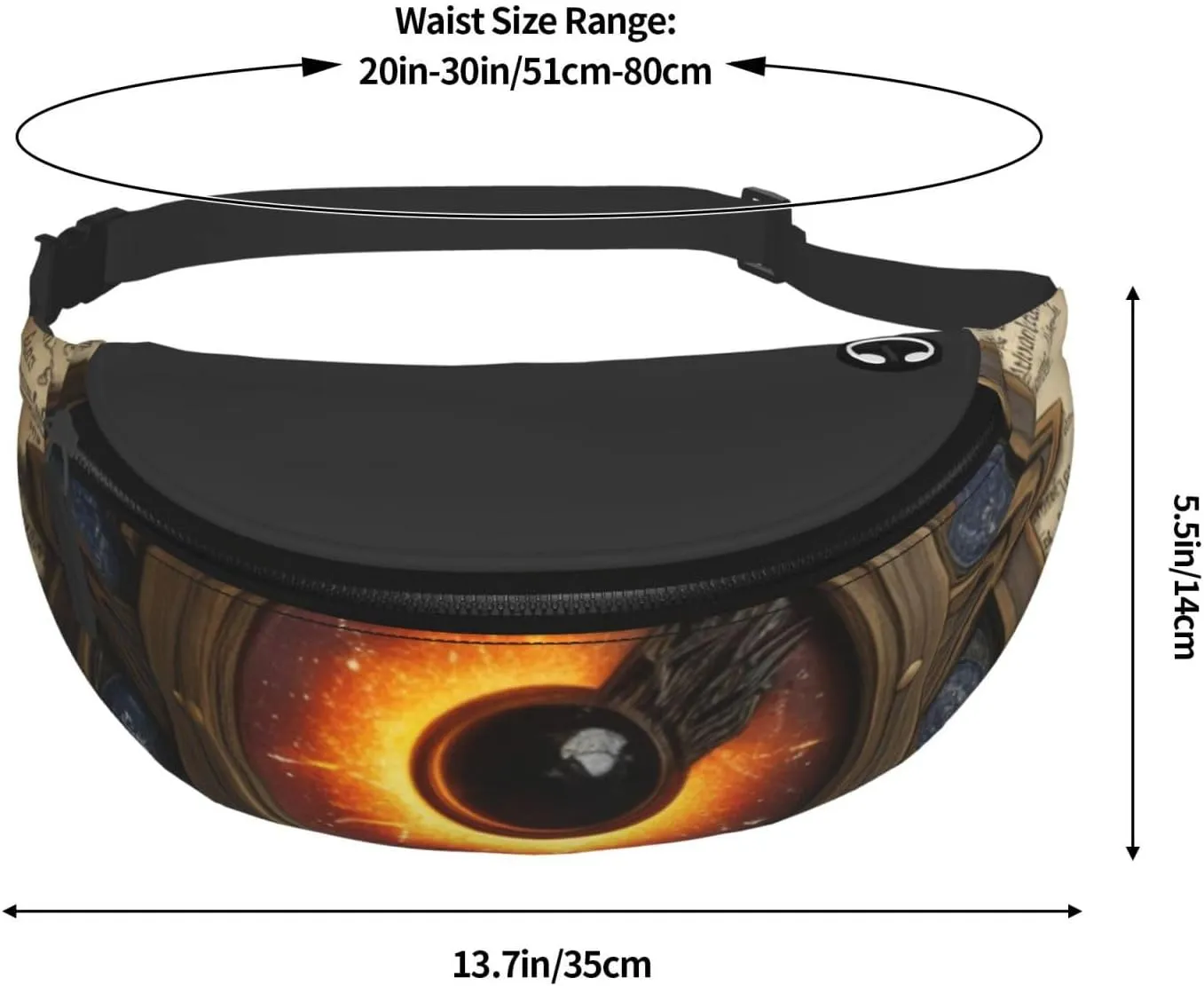 Casual Solitude Spell Printed Fanny Pack,Crossbody Fanny packs for women Men Waist Bag for Running Travel