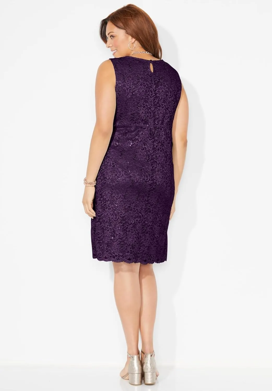 Catherines Women's Plus Size Sparkling Lace Jacket Dress