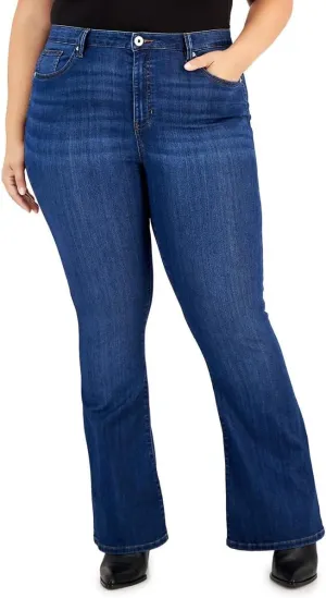 Celebrity Pink Womens Plus Stretch High-Rise Flare Jeans Blue 20, Hidden Hills