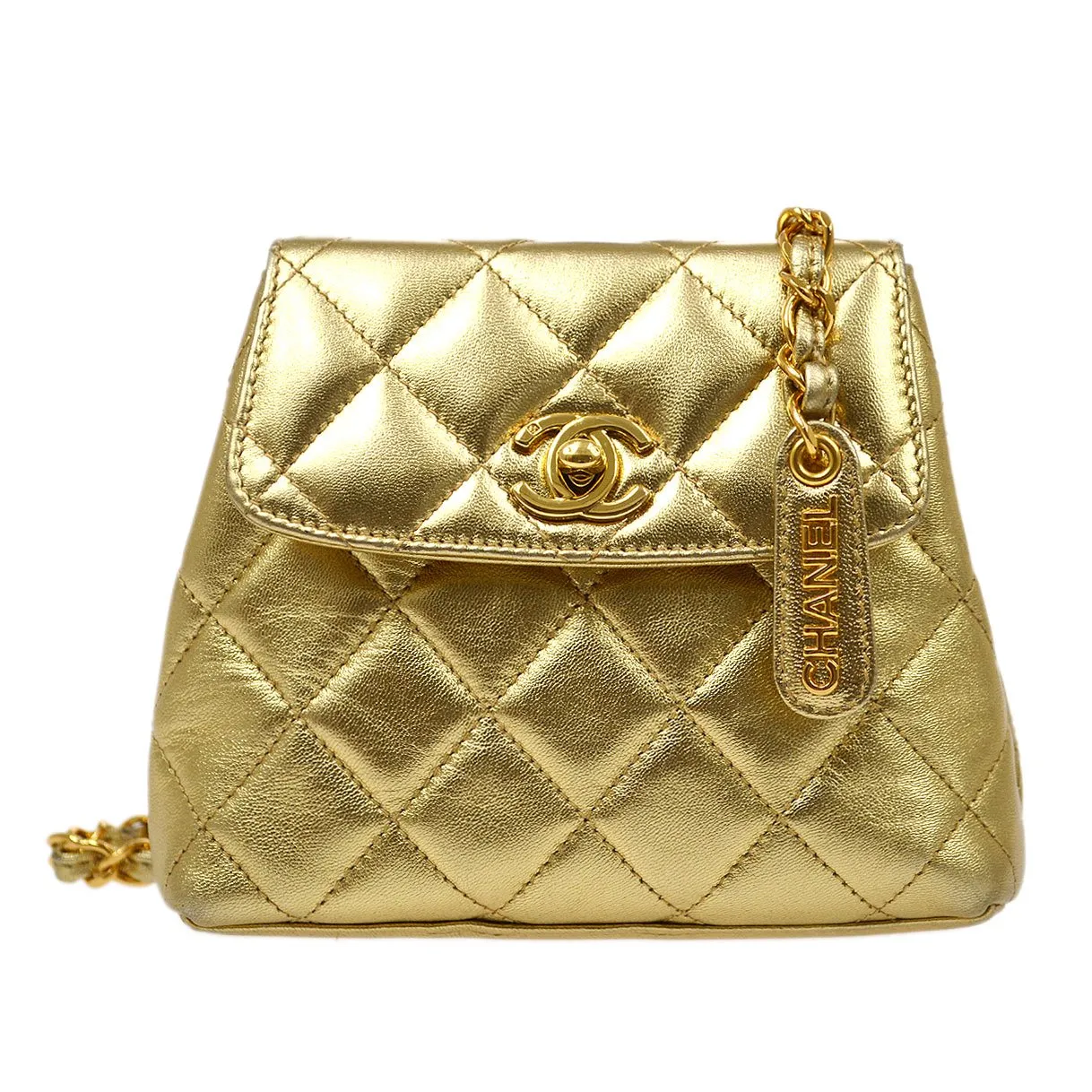 CHANEL 1996-1997 Chain Belt Bum Bag Gold Lambskin
