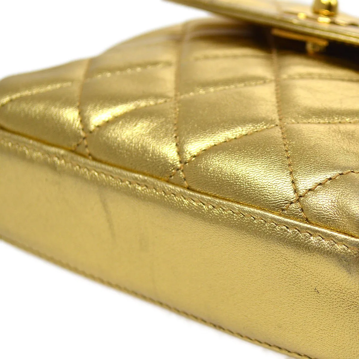 CHANEL 1996-1997 Chain Belt Bum Bag Gold Lambskin