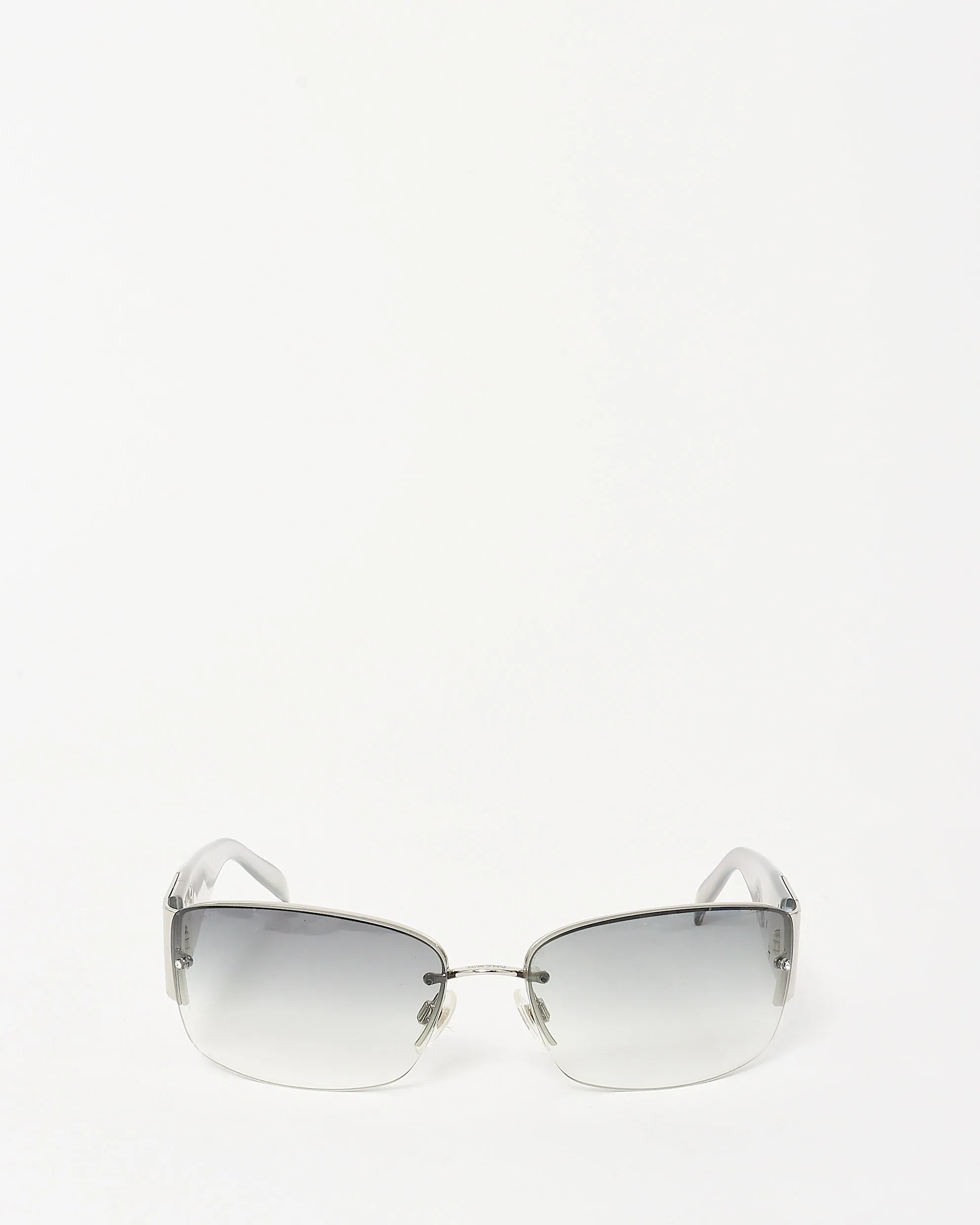 Chanel Blue Silver Iridescent & Pavé Shield Logo 4117-B Sunglasses