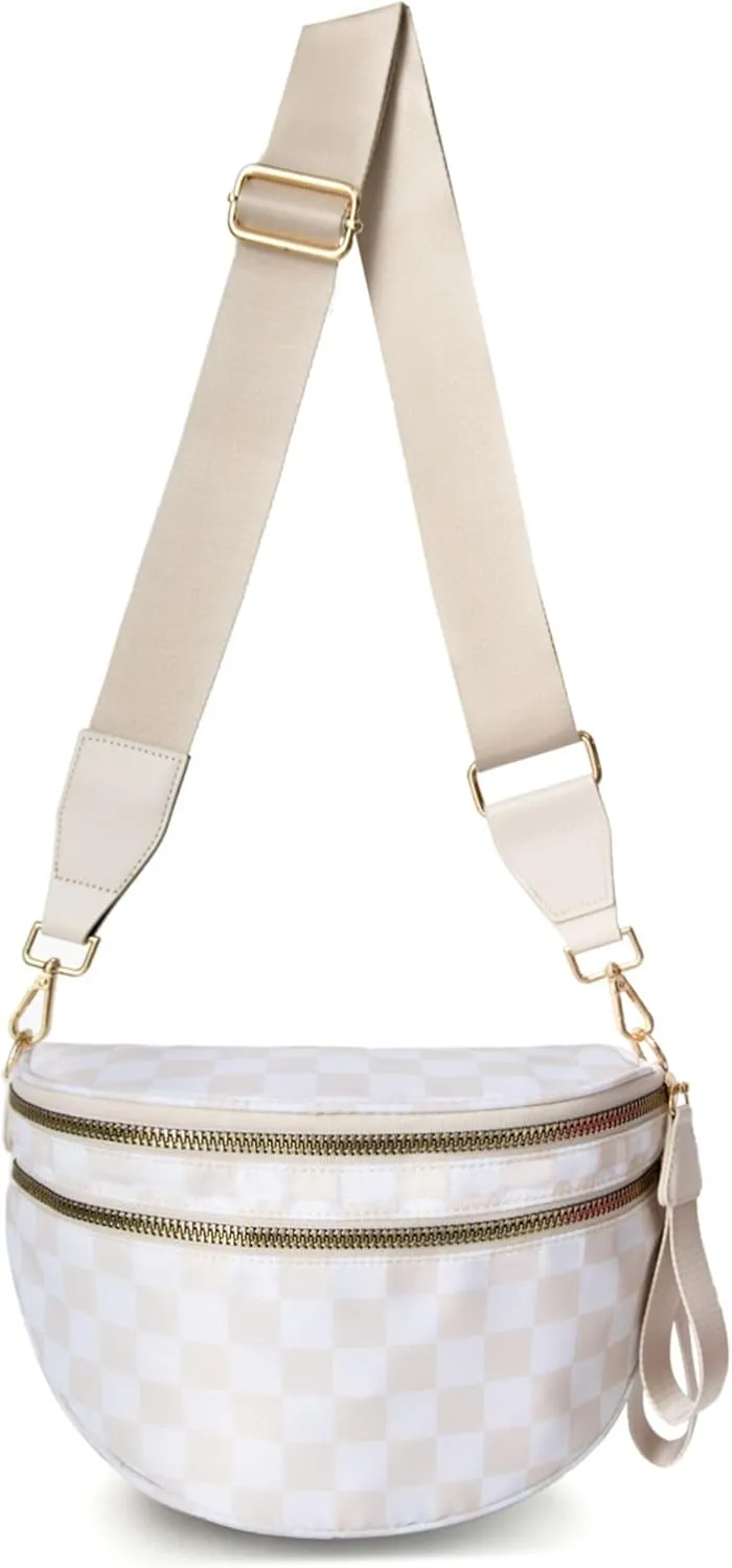 Checkered Crossbody Bag for Women Fanny Packs Shoulder Bum Bag Hobo Purses Handbags for Travel