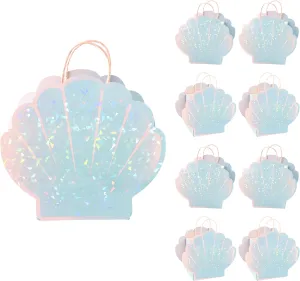 Cheerland Seashell Party Favor Bag for Mermaid Birthday Decorations and Under the Sea Theme Party Summer Ocean Beach Picnic Party Celebration Gift Bag Goodie Treat Bags Party Supplies (Pack of 8)