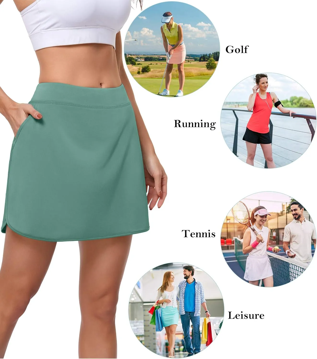 CHICHO Women's Athletic Skirt Tennis Skort with Pockets Golf Skirts Workout Running Sport Skorts