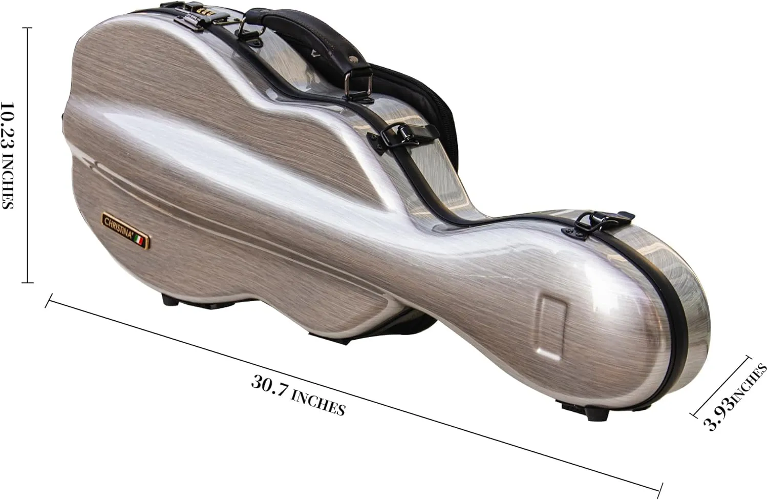 Christina violin case 4/4 Full Size Violin case High-Strength Carbon Fiber Pear-Shaped Violin Music Bag With Combination Lock and Extra Bag Gray Violin Hard Case (VB-Random type-SilveryGray spot)
