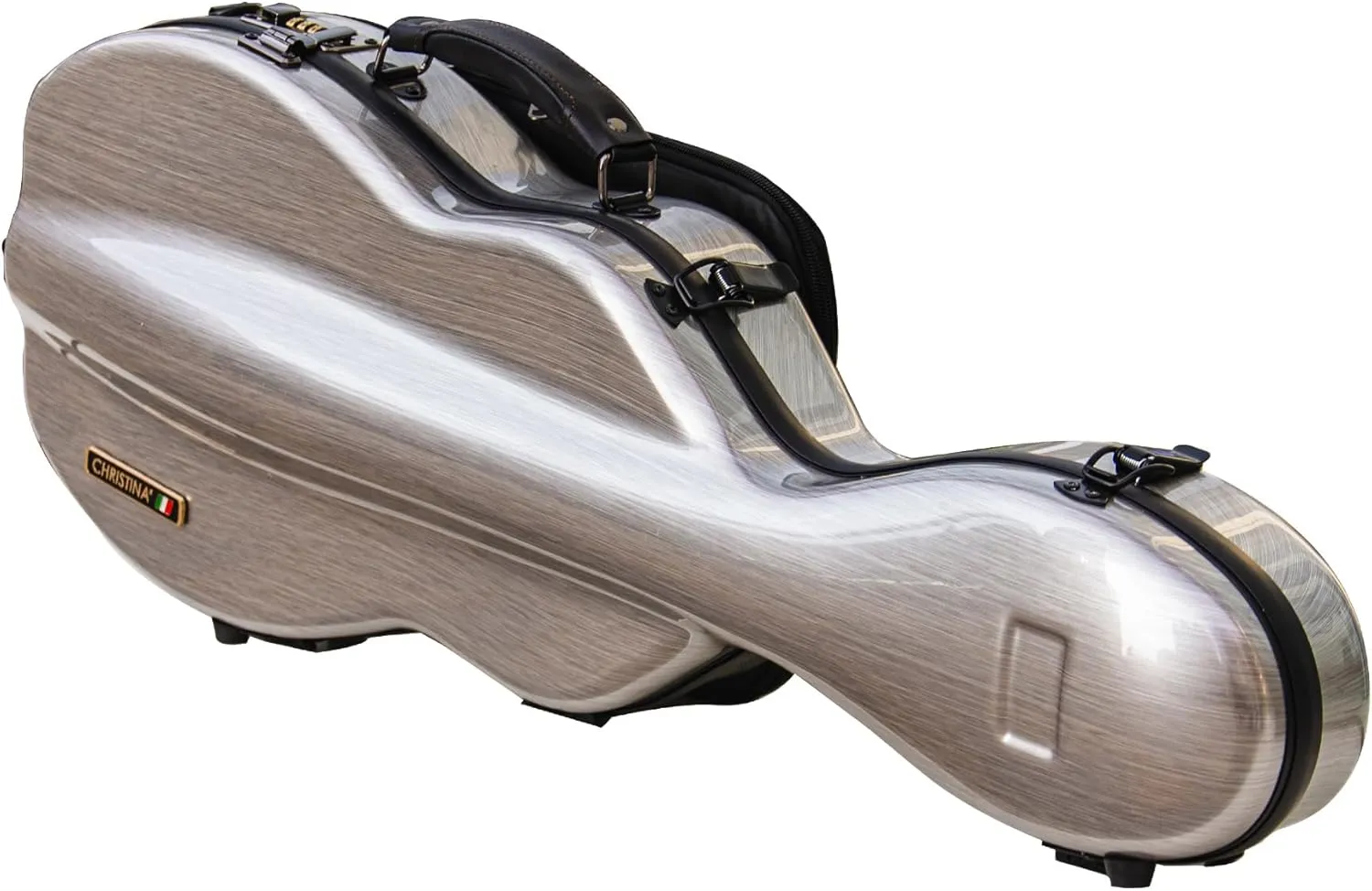 Christina violin case 4/4 Full Size Violin case High-Strength Carbon Fiber Pear-Shaped Violin Music Bag With Combination Lock and Extra Bag Gray Violin Hard Case (VB-Random type-SilveryGray spot)