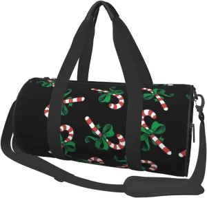 Christmas Candy Cane Duffel Tote for Men and Women Backpacking Travel and Storage Shoulder Bag