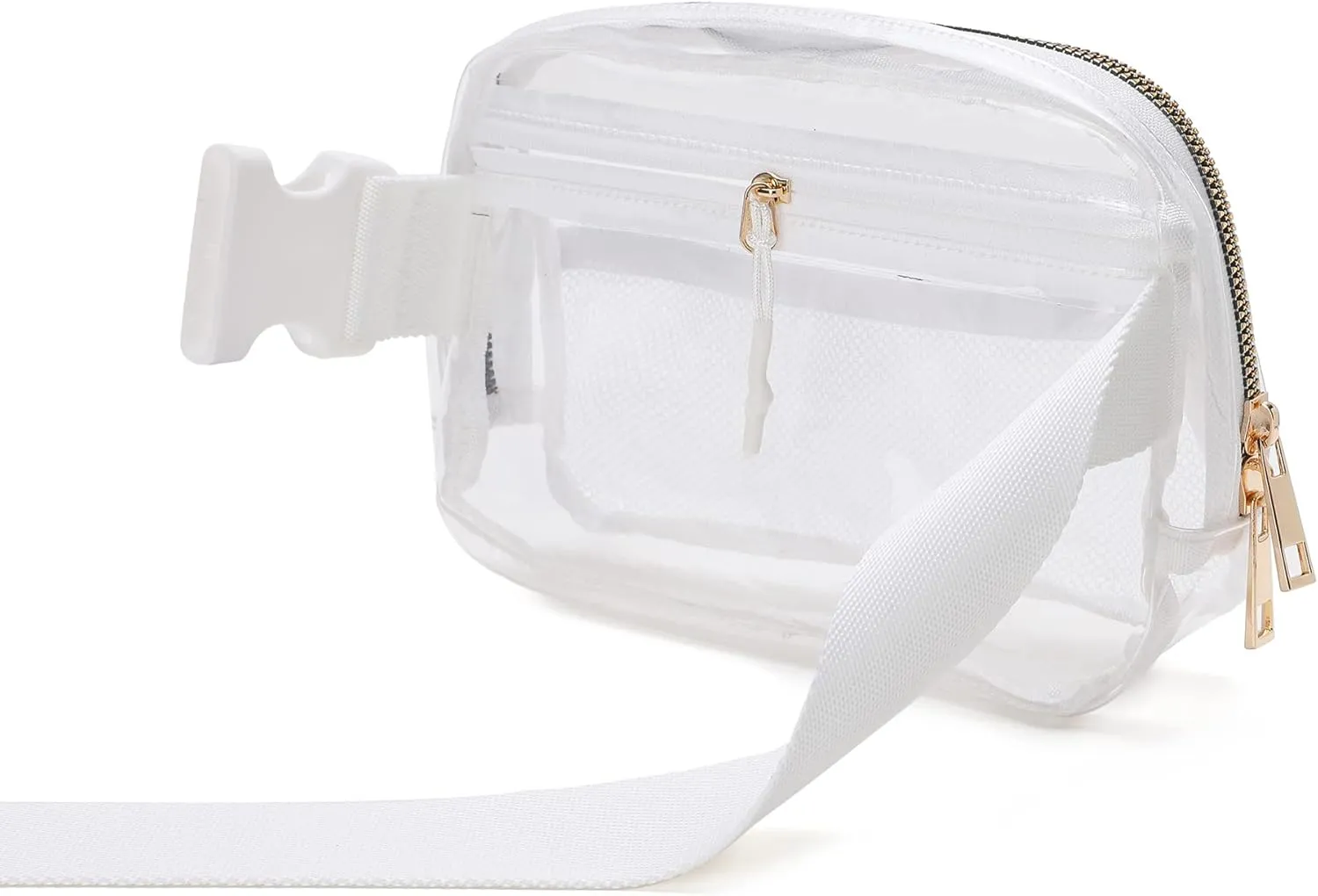 Clear Belt Bag with Adjustable Strap Crossbody Waist Bag for Workout Shopping Travelling Hiking (WHITE)
