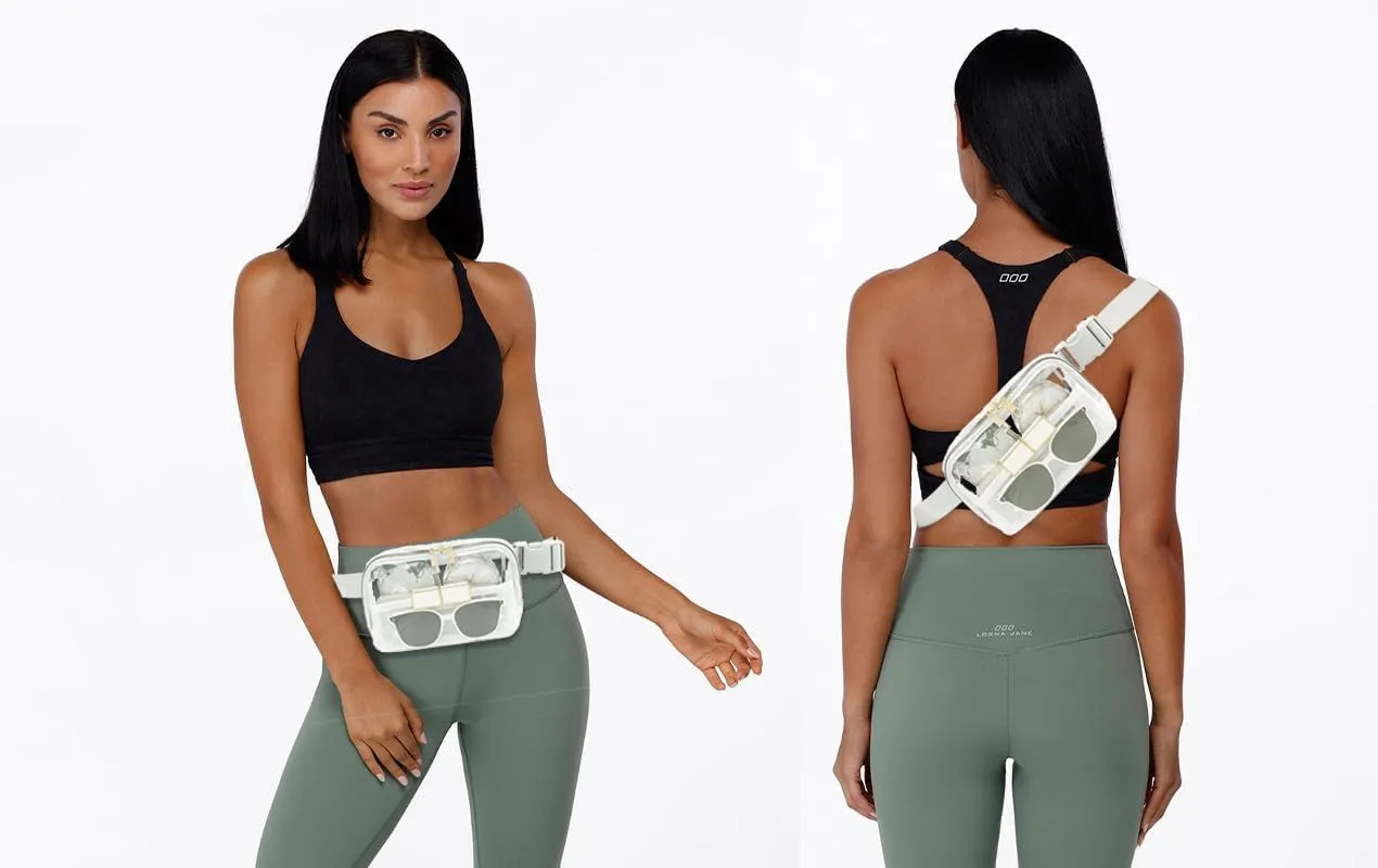 Clear Belt Bag with Adjustable Strap Crossbody Waist Bag for Workout Shopping Travelling Hiking (WHITE)