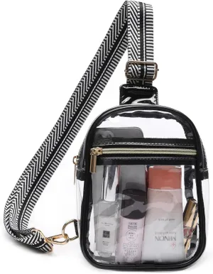 Clear Sling Bag - Stadium Approved Fanny Pack for Women & Men - Transparent Crossbody Bag with Adjustable Guitar Straps for Sports, Beach, Events, Concerts, Festivals
