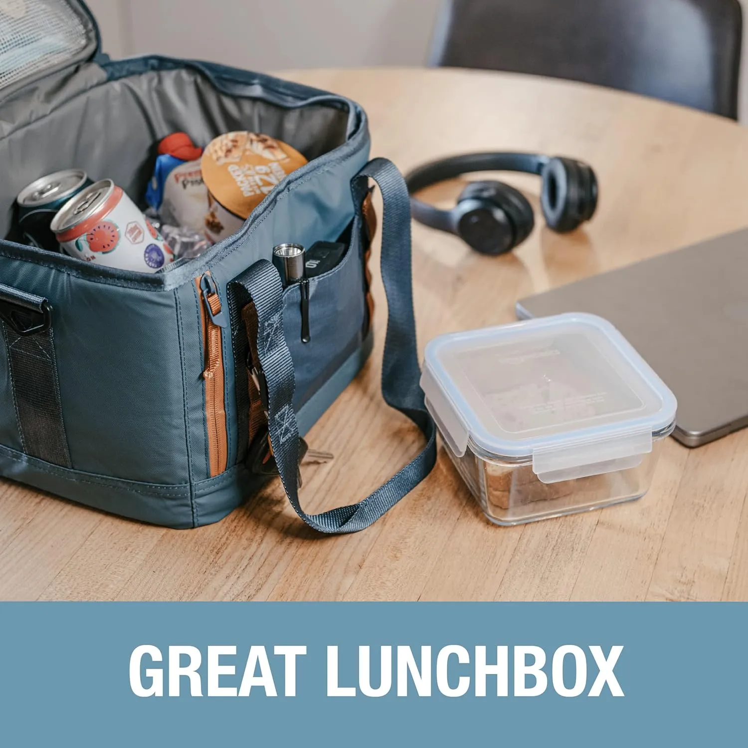 CleverMade Pacifica Pro Cooler Bag; Soft Sided Insulated Leakproof 18 Can Lunchbox with Bottle Opener & Shoulder Strap; Made from Recycled Materials, Midnight/Black