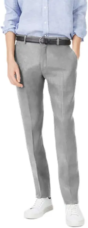 Club Monaco Men's Grant Fit Linen Blend Trousers Pants Light Grey