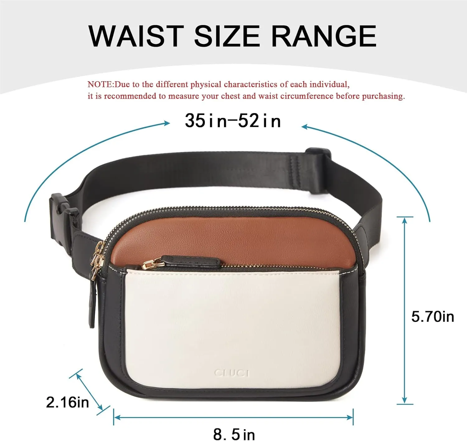 CLUCI Belt Bag for Women, Mini Everywhere Crossbody Waist Bag Adjustable Strap, Vegan Leather Women's Fanny Pack