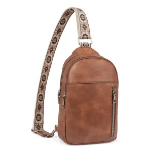 CLUCI Large Leather Fanny Packs Sling Bag for Women Crossbody Purse Trendy Chest Bag