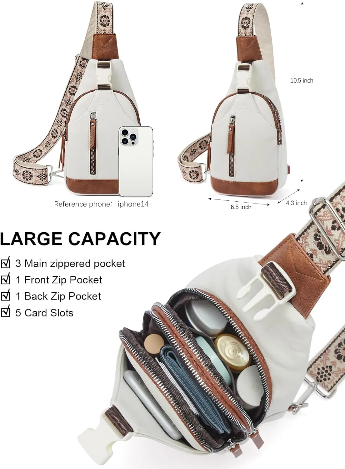 CLUCI Small Sling Bag for Women Vegan Leather Crossbody Chest Bags Trendy, Women's Fanny Pack