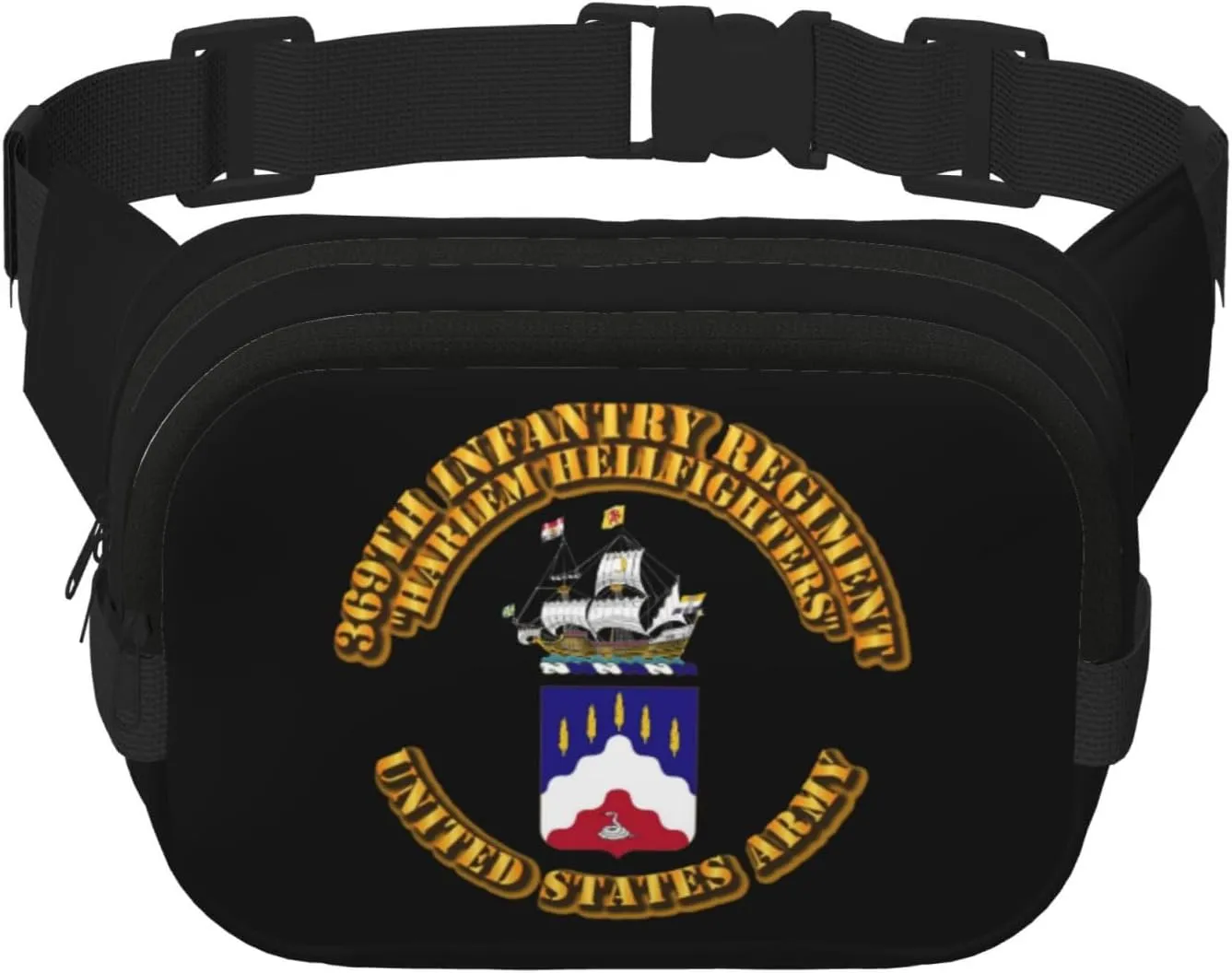COA - 369th Infantry Regiment - Harlem Hellfighters Waist Pack Bag Fanny Pack for Men Hip Bum Bag with Adjustable Strap for Outdoors Workout Traveling Casual Running Hiking Cycling