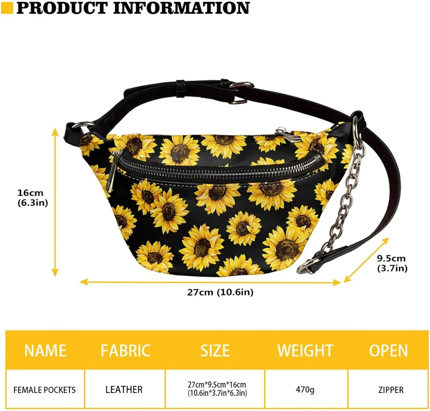 Coloranimal Colorful Ice Cream Fanny Packs Ice Cream Waffle Cherry Flavor Pattern Fashion Waist Packs for Women PU Leather Waist Bag with Zippered Pocket Ladies Tote Top-handle Handbag Purse