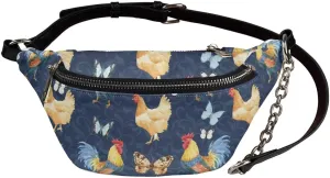 Coloranimal Cottagecore Boho Butterfly Farmhouse Farm Rooster Chicken Waist Packs for Running Leather Fanny Pack for Women and Men Crossbody Fanny Waist Bag Hip Bum Bag Travel Purse Handbag