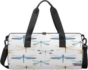 Colorful Dragonfly Travel Duffel Bag Watercolor Sketch Dragonfly Sports Gym Bag Men Women Sports Travel Luggage Bag 17.6”×9”×9 “ Duffel Bag Weekend Overnight Gym Bag Nvenient For Carrying