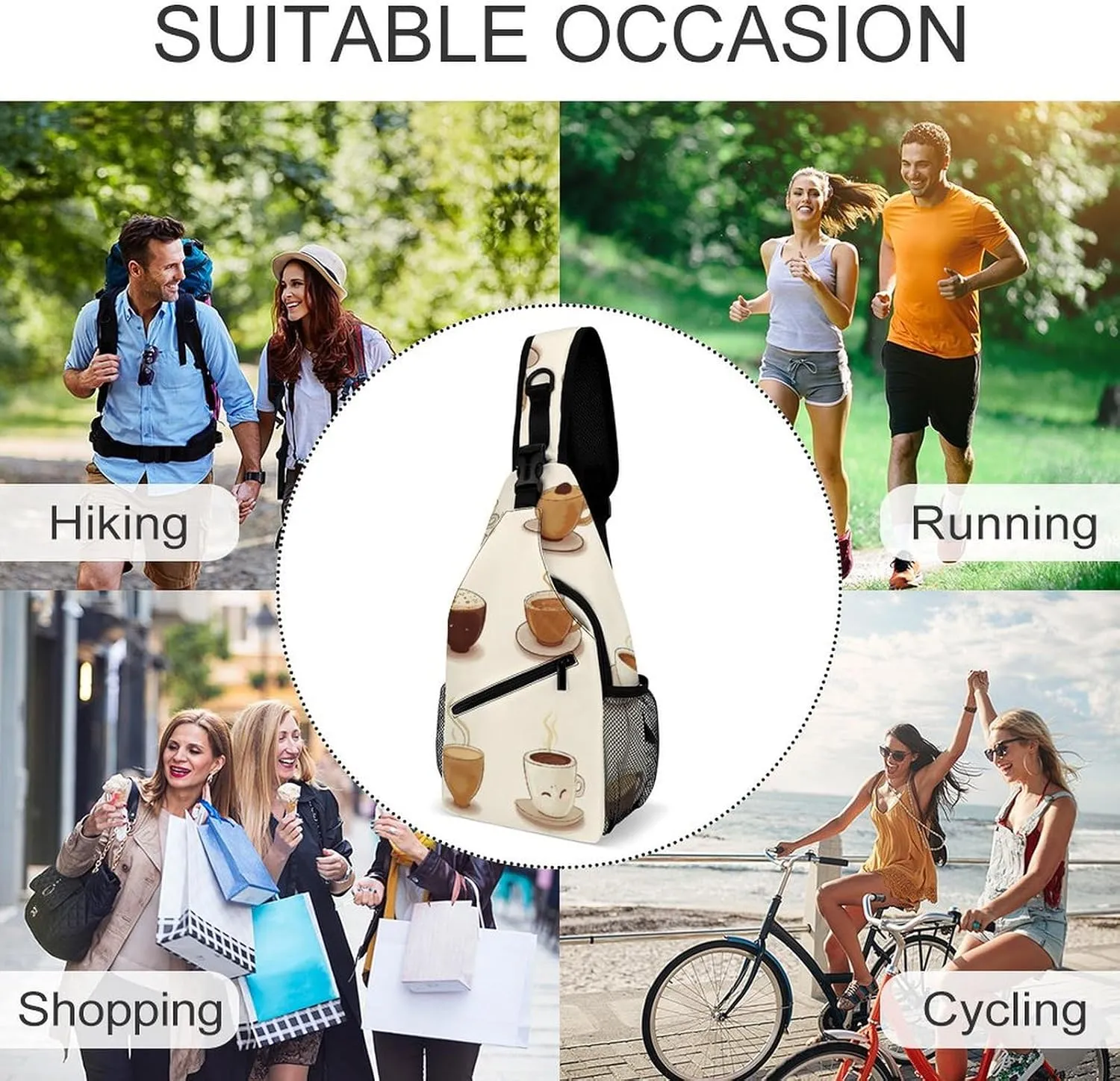 Colorful Spring Flowers Crossbody Bag, Sling Bag, Sling Backpack, Belt Bags for Travel Outdoors Hiking