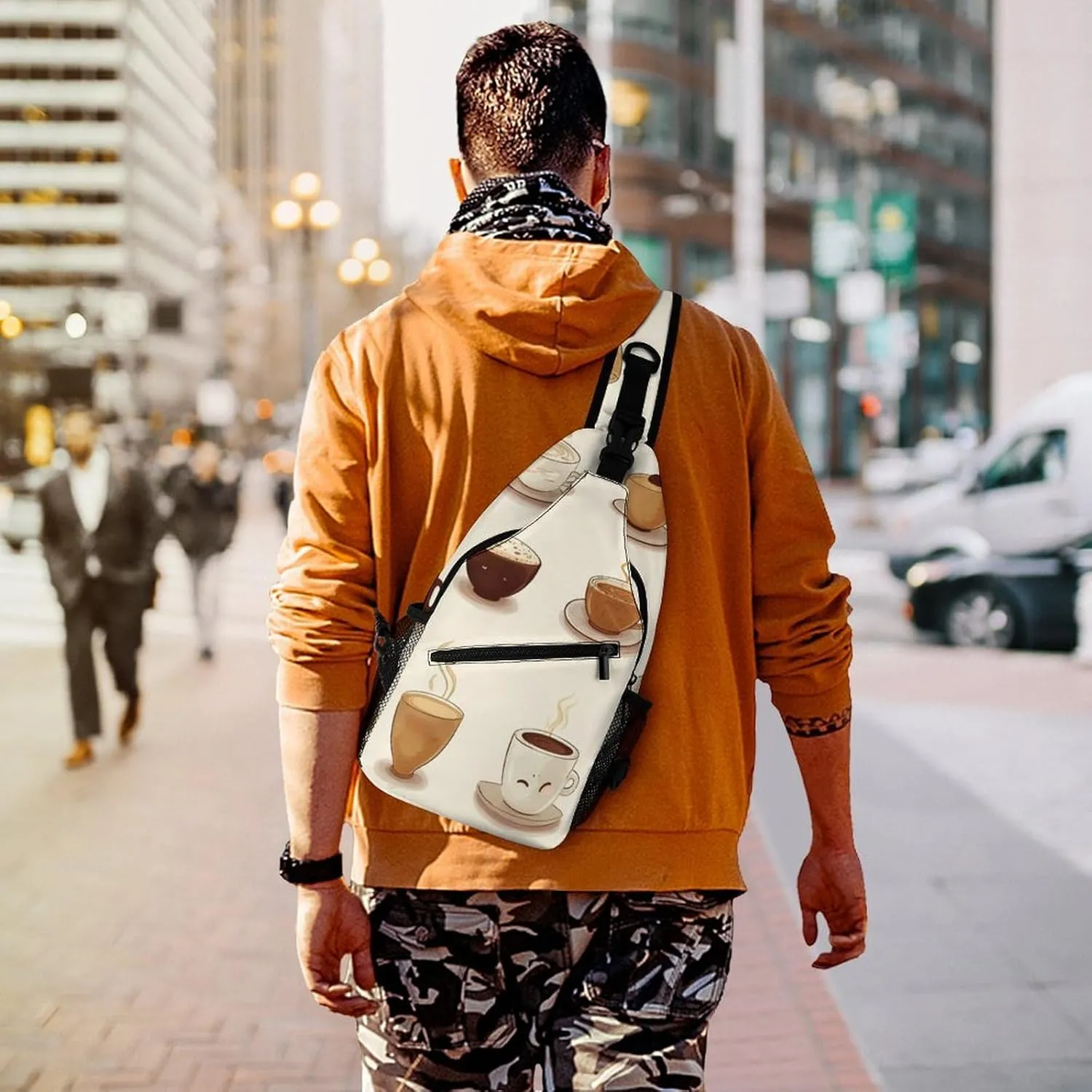 Colorful Spring Flowers Crossbody Bag, Sling Bag, Sling Backpack, Belt Bags for Travel Outdoors Hiking