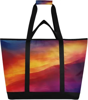 Colourful Pattern Reusable Insulated Lunchbox Cooler Bag, Leakproof Kitchen Grocery Bag Collapsible Portable Cooler Tote Bag for Picnic, Camping, Office, Travel