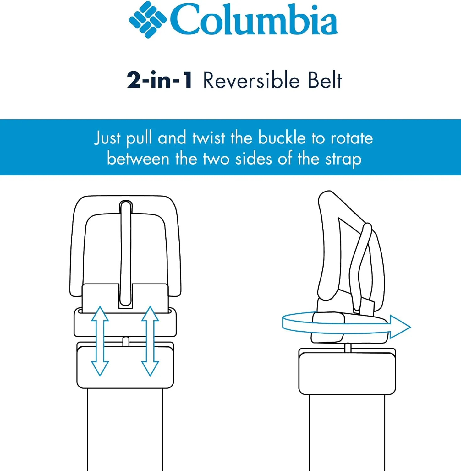 Columbia Men’s Two-In-One Reversible Casual Jeans Belt