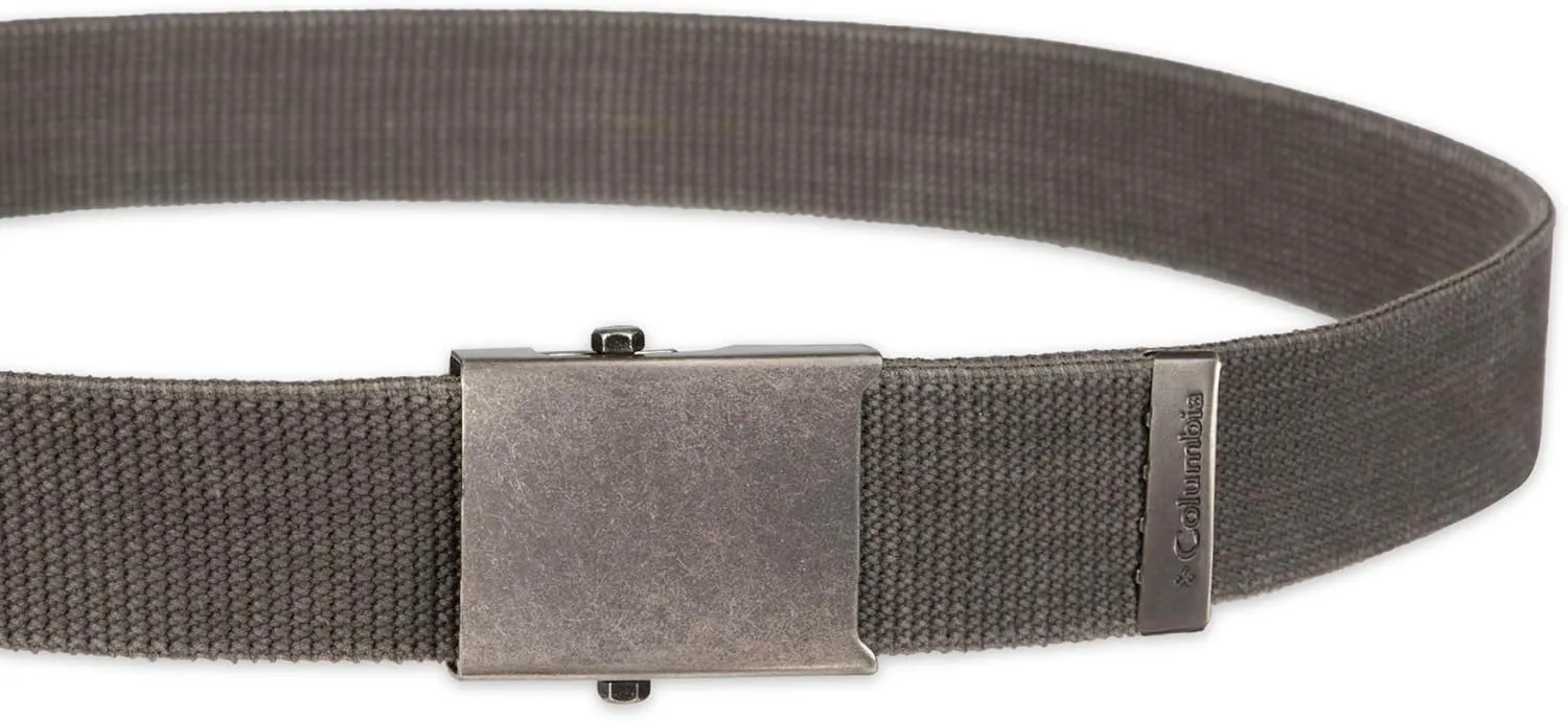 Columbia Unisex-Adult Military Web Belt-Adjustable One Size Cotton Strap and Metal Plaque Buckle