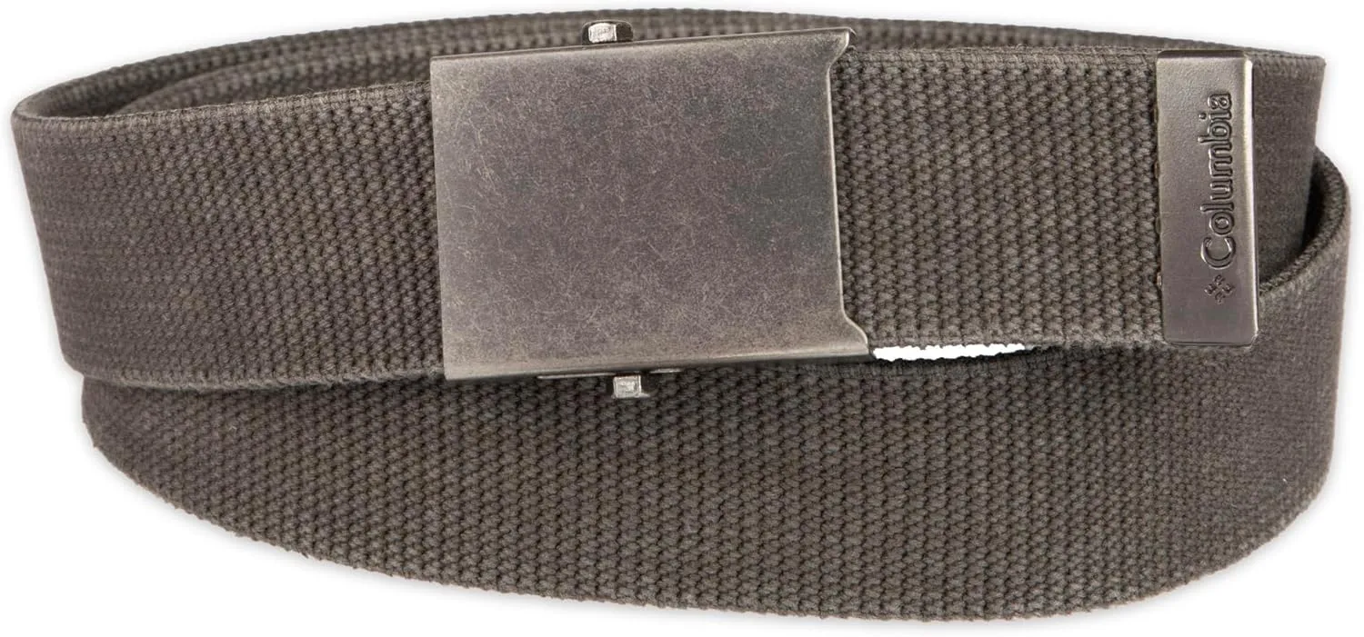 Columbia Unisex-Adult Military Web Belt-Adjustable One Size Cotton Strap and Metal Plaque Buckle