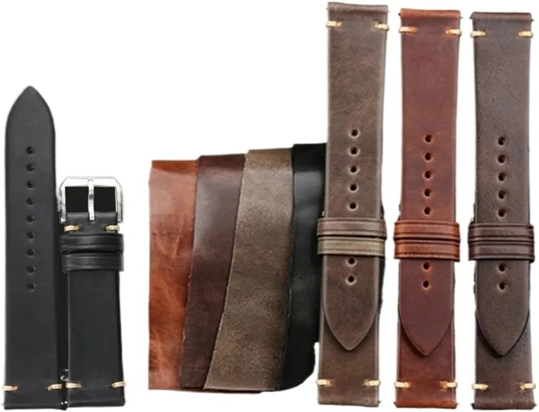 Compatible With Men's Leather Strap Quick Release 20mm 22mm 24mm Black Brown Strap