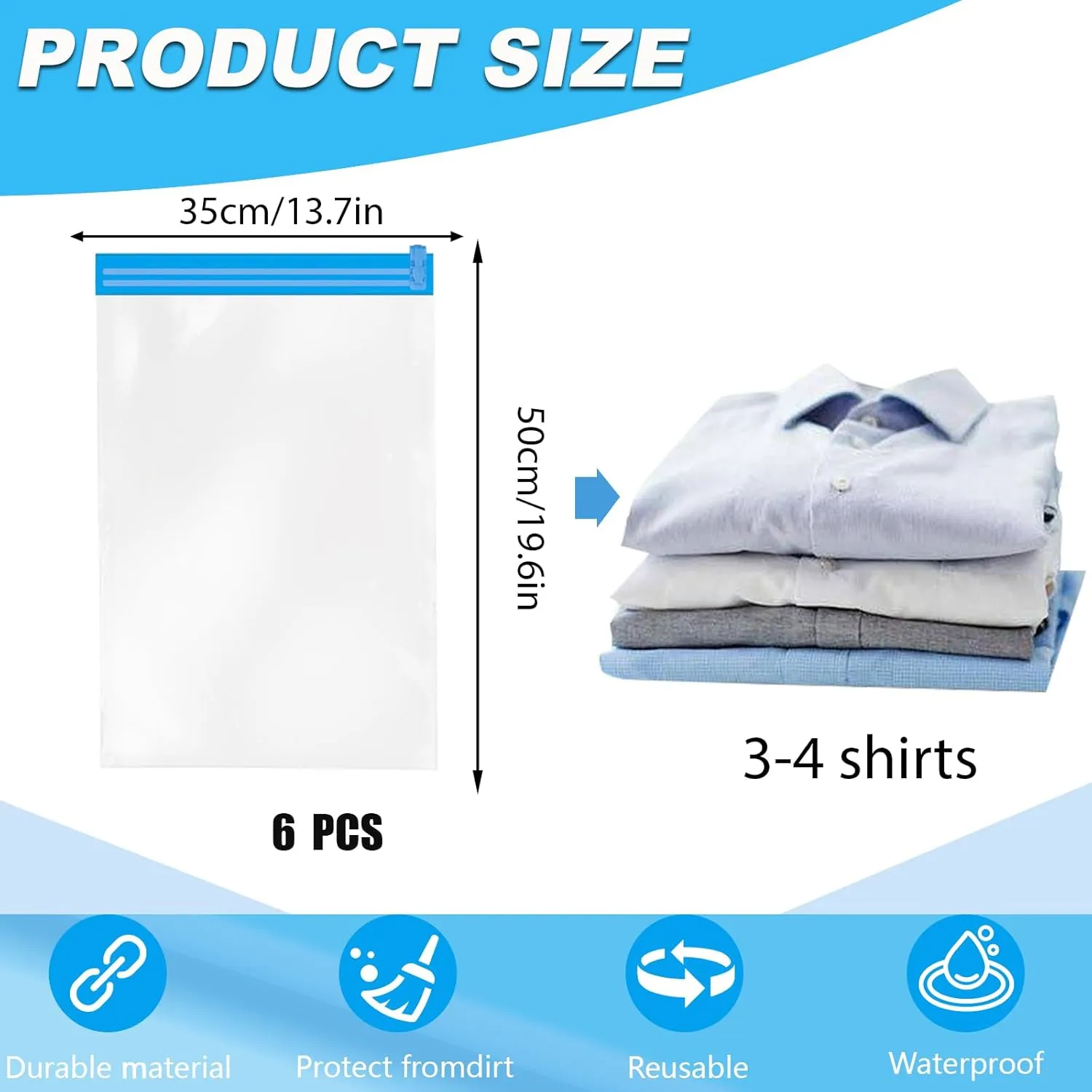 Compression Bags for Travel, Reusable Packing Compression Bags, Vacuum Storage Bags, Compression Bags for Storage