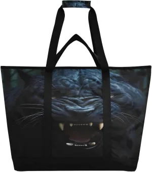 Cool Black Panther Reusable Insulated Lunchbox Cooler Bag, Leakproof Kitchen Grocery Bag Collapsible Portable Cooler Tote Bag for Picnic, Camping, Office, Travel