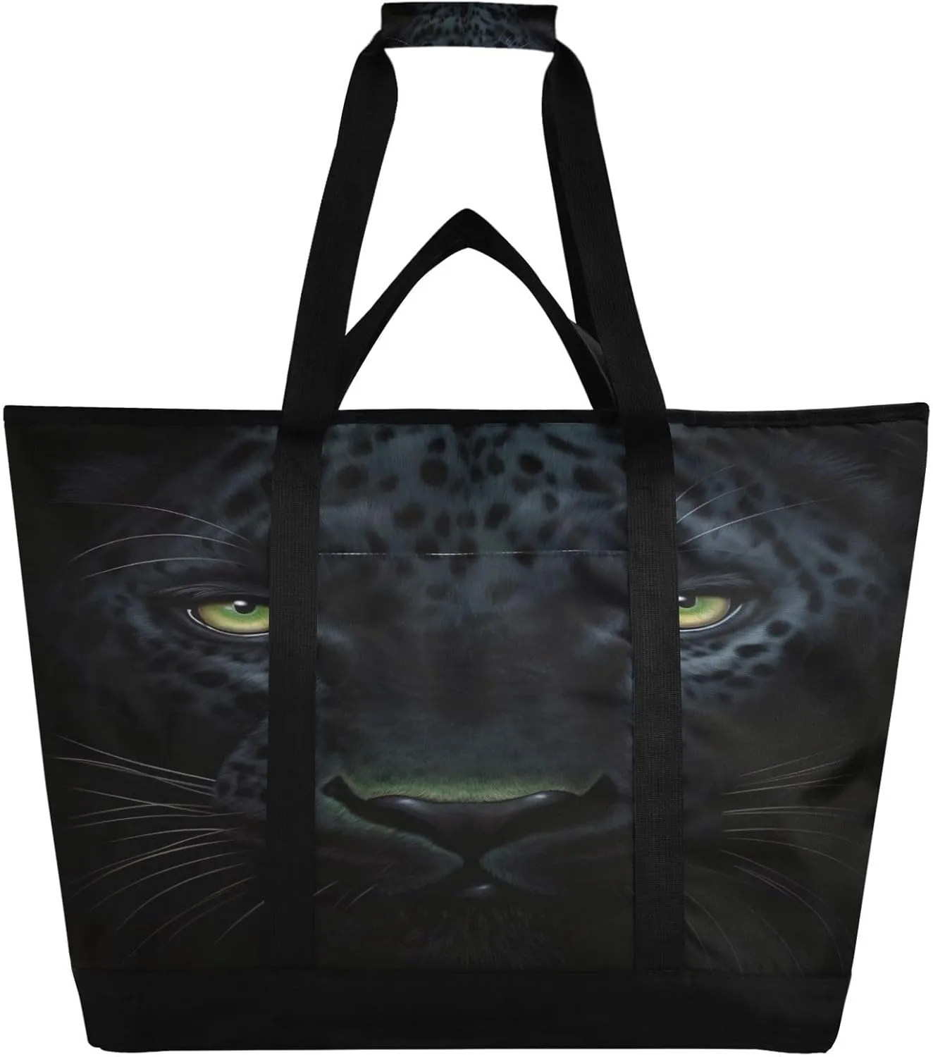 Cool Black Panther Reusable Insulated Lunchbox Cooler Bag, Leakproof Kitchen Grocery Bag Collapsible Portable Cooler Tote Bag for Picnic, Camping, Office, Travel