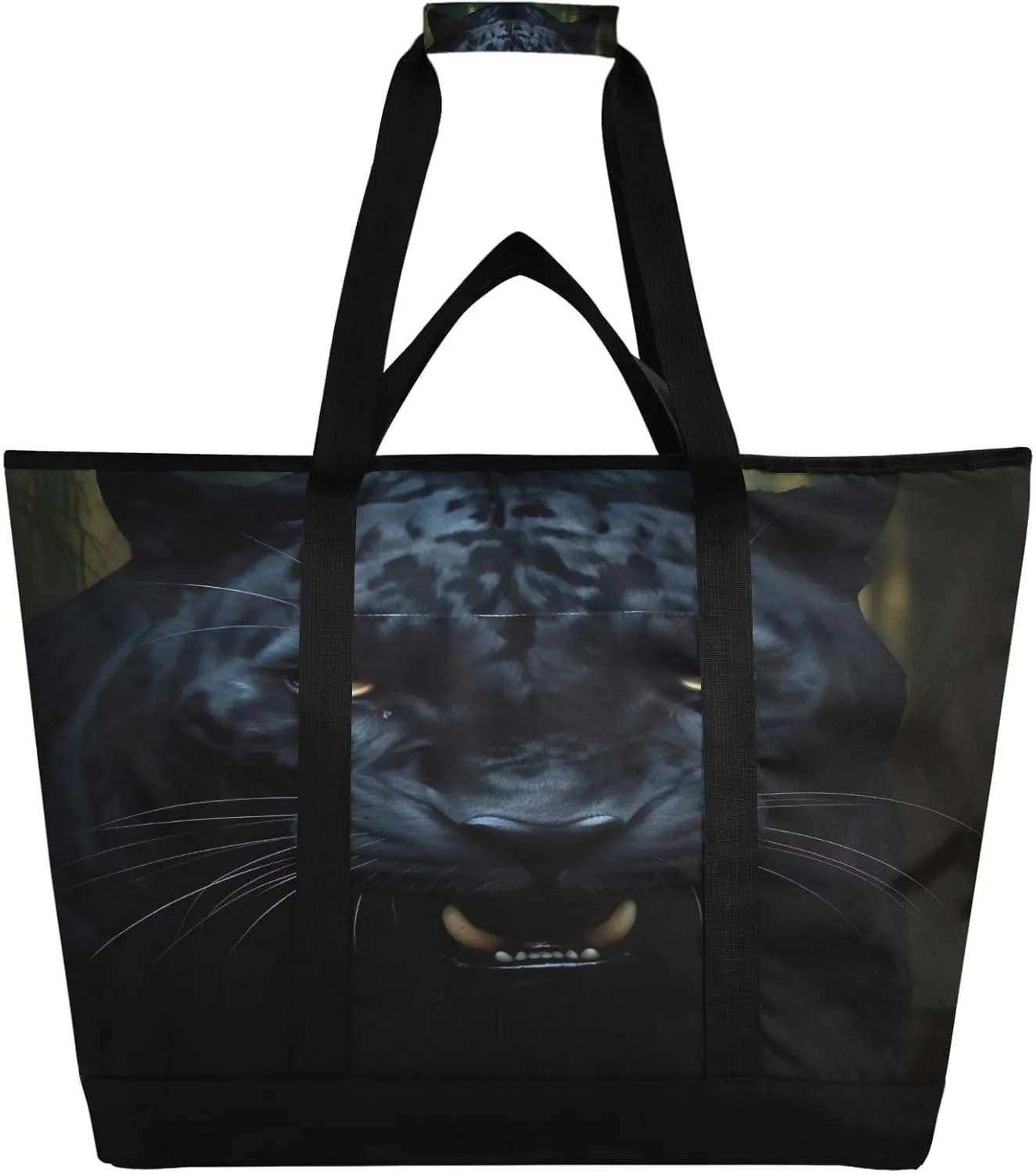 Cool Black Panther Reusable Insulated Lunchbox Cooler Bag, Leakproof Kitchen Grocery Bag Collapsible Portable Cooler Tote Bag for Picnic, Camping, Office, Travel