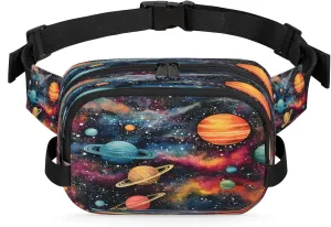 Cosmic Dreams Waterproof Unisex Square Fanny Pack, Adjustable Waist Bag with Pockets, Sturdy Lightweight Crossbody Bag for Travel, Running, Hiking (9x6.1x2.5 Inches)