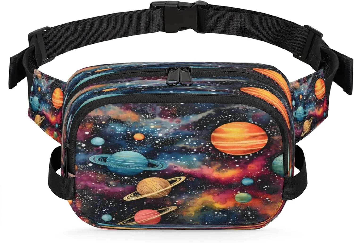 Cosmic Dreams Waterproof Unisex Square Fanny Pack, Adjustable Waist Bag with Pockets, Sturdy Lightweight Crossbody Bag for Travel, Running, Hiking (9x6.1x2.5 Inches)